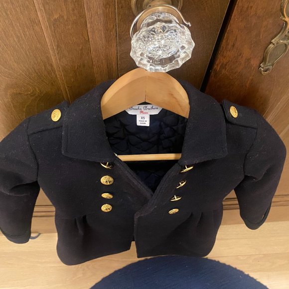 Brooks Brothers Girls Double-Breasted Long Wool Coat Navy XS (4T) - Picture 3 of 4